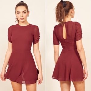 Reformation Gracie Ruched Sleeve Mini Dress sz 0